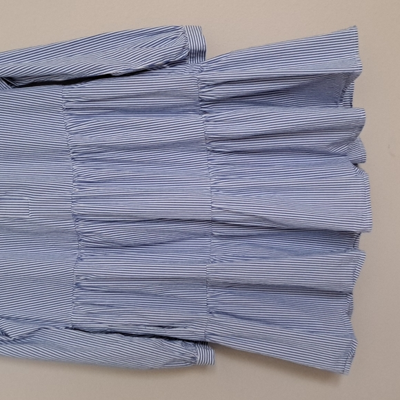 J. Crew Factory Stripe Stretch Cotton Poplin Tiered Dress size L - Picture 3 of 12